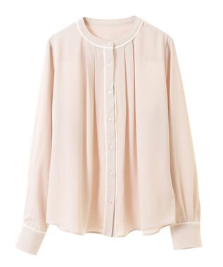 earth music&ecology バイカラータックブラウス Pink Beige