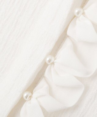 YECCA VECCA パールジャガードペプラムブラウス Off White