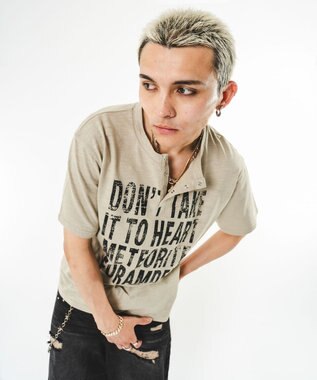 WEGO 【ユニセックス着用ITEM】ビッグロゴスラブヘンリーネックT（SS） ベージュ