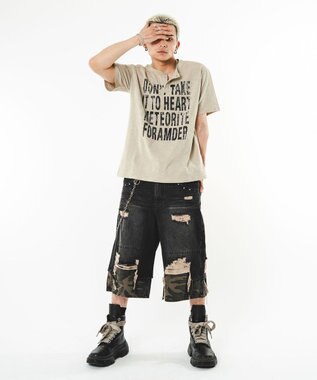 WEGO 【ユニセックス着用ITEM】ビッグロゴスラブヘンリーネックT（SS） ベージュ