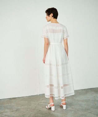 GRACE CONTINENTAL レース切替フレアワンピース ホワイト