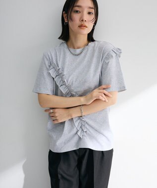 Green Parks ・Ｐｅｔｉｔ　Ｆｌｅｕｒ　アシンメトリーフリルＴＥＥ Gray Mixture
