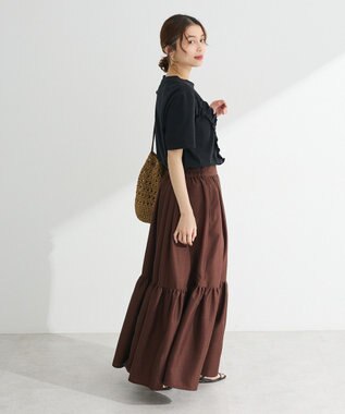 Green Parks ・Ｐｅｔｉｔ　Ｆｌｅｕｒ　アシンメトリーフリルＴＥＥ Gray Mixture