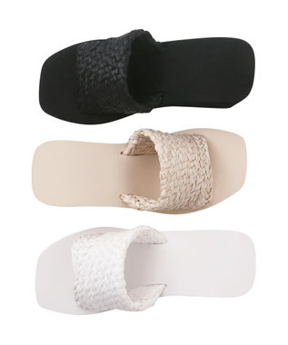 San-ai Resort（三愛水着楽園） 【SALE】スクエア編み込みビーチサンダル【San-ai Resort（サンアイリゾート）】 ベージュ