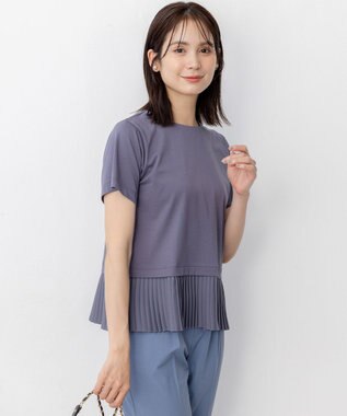 組曲 L クールプレーティング天竺プリーツ カットソー チャコールグレー系