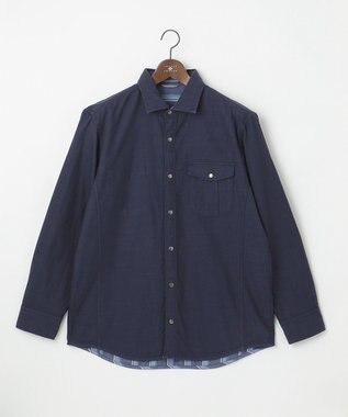 JOSEPH ABBOUD 【キングサイズ・人気！1枚で2通りの着こなし】定番 リバーシブルシャツ ネイビー系