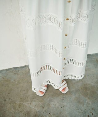 GRACE CONTINENTAL レース切替フレアワンピース ホワイト