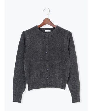 Te chichi ラメシャギークルーネックカーディガン チャコールグレー