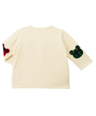 MIKI HOUSE HOT BISCUITS 【70-110cm】 エルボーパッチ 接結天竺長袖Tシャツ アイボリー