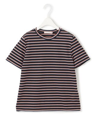 ICB L 【洗える】 シアーマルチボーダー カットソー モノトーンベース系