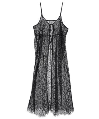 YECCA VECCA リーフ柄レースキャミワンピース Black