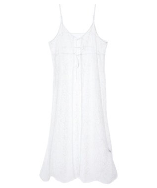 YECCA VECCA リーフ柄レースキャミワンピース Off White