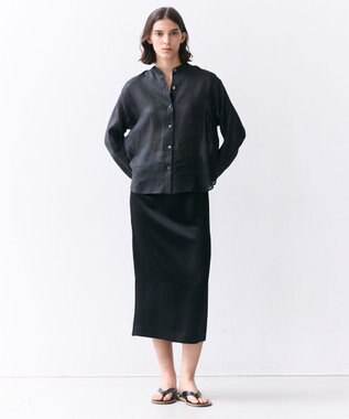 BEIGE， CASSITER / リネンブレンド サテンスカート Black