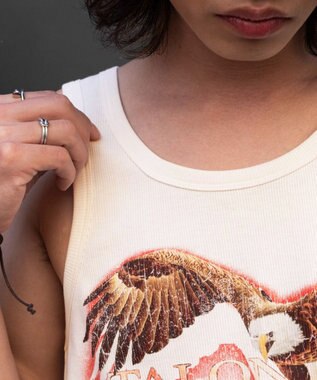 WEGO グラフィックリブタンクトップ オフホワイト