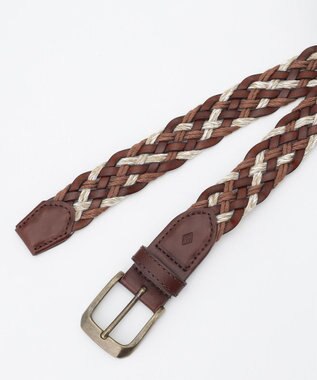 JOSEPH ABBOUD 【イタリア素材/日本製】メランジレザーミックスブレイズ ベルト ブラウン系