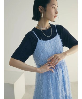 Green Parks armonia.フェザージャガードキャミワンピース Blue