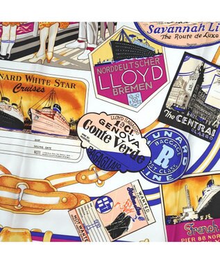 Marca ＜秋の新作！＞【 Marcaオリジナル】ボヤージュ 大判 シルクツイル スカーフ ネイビー