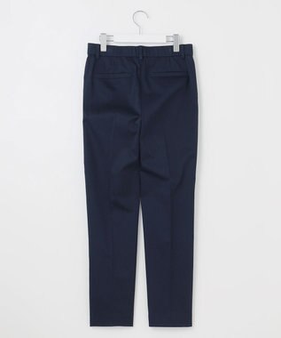 自由区 【接触冷感・洗える】コットンサテンストレッチテーパード パンツ ネイビー