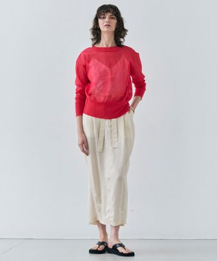 BEIGE， 【洗える】PAWPAW / ウエストリボンタックスカート Meringue