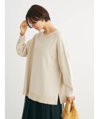 Green Parks もちやわ　ボートネックニットチュニック Light Beige