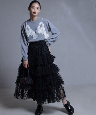 組曲 S 【組曲×setsuko sagittaire】レーシートラック プルニット ライトグレー系