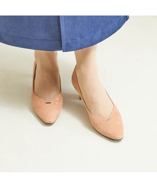 Riz raffinee <Riz raffinee>Vカットリザードプリントパンプス オレンジカタオシ