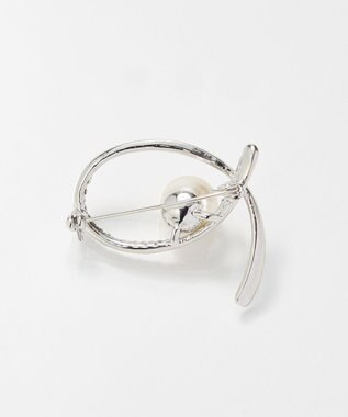 Phoebe クロスカーブパールビジューブローチ　シルバー シルバー