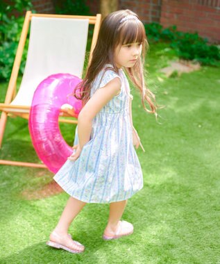 ANY KIDS 総柄 サマーワンピース ストライプ