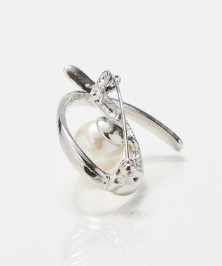 Phoebe クロスカーブパールビジューブローチ　シルバー シルバー