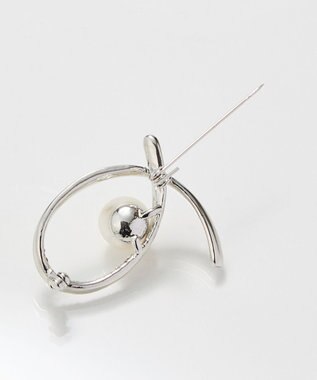 Phoebe クロスカーブパールビジューブローチ　シルバー シルバー