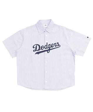WEGO 【ユニセックス着用ITEM】別注MLBストライプグラフィックシャツ（SS） ブルーストライプ