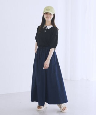earth music&ecology バイカラーポロニット Black