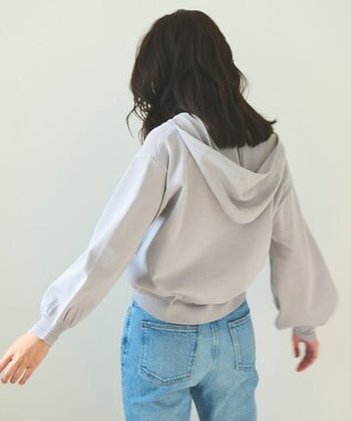 Feroux 【UVカット・接触冷感】パフスリーブニット パーカー ライトグレー系