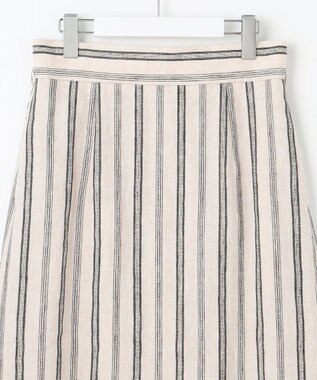 23区 【洗える】リネンストライプ Aライン スカート ベージュストライプ