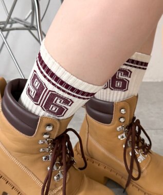 WEGO ナンバリングラインリブソックス ワイン