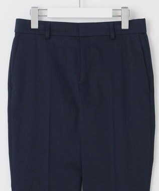 自由区 【接触冷感・洗える】コットンサテンストレッチテーパード パンツ ネイビー