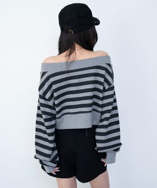 WEGO グラフィックオフショルショートスウェット 柄1