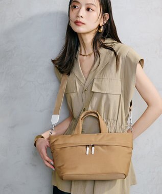 TOPKAPI 【Breath TOPKAPI】【撥水】マット ナイロン ショルダー付き ミニ トートバッグ ベージュ