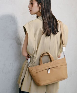 TOPKAPI 【Breath TOPKAPI】【撥水】マット ナイロン ショルダー付き ミニ トートバッグ ベージュ