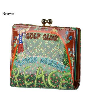 tsumori chisato CARRY ガーデンゴルフクラブ がま口 ミニ財布 2つ折り財布 ブラウン