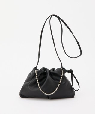 russet レザー巾着ミニショルダーバッグ(CE-1637) Black