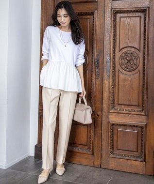 ANY SIS S スムースコンビペプラム カットソー オフドビー