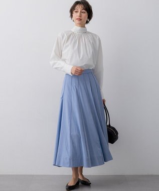 23区 L 【先行予約】マットライトタフタ フレアスカート サックス系