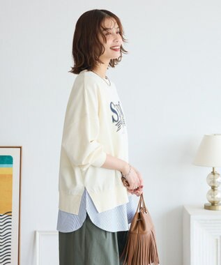 Green Parks アソートカレッジロゴ裏毛プルオーバー Ecru