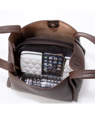 UNBILLION カシュカシュ cachecache / ミニショルダー付きソフトレザー調ミニトートバッグ チョコ