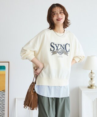 Green Parks アソートカレッジロゴ裏毛プルオーバー Ecru