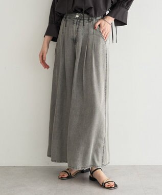 YECCA VECCA バイオ加工ヴィンテージデニムワイドパンツ