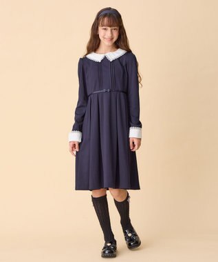 ANY KIDS レース付き きちんと ワンピース ネイビー