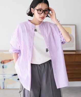 CRAFT STANDARD BOUTIQUE 【追加】バンドカラーシャツ ストライプピンク