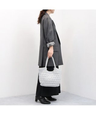 UNBILLION カシュカシュ cachecache / メタリックコード柄編みトートバッグ シルバー